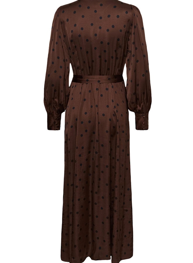 Robe longue Part Two Ciluca brune à pois noirs