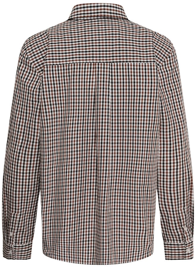 Blouse Part Two Chrestella à carreaux vichy noirs, marron & blancs