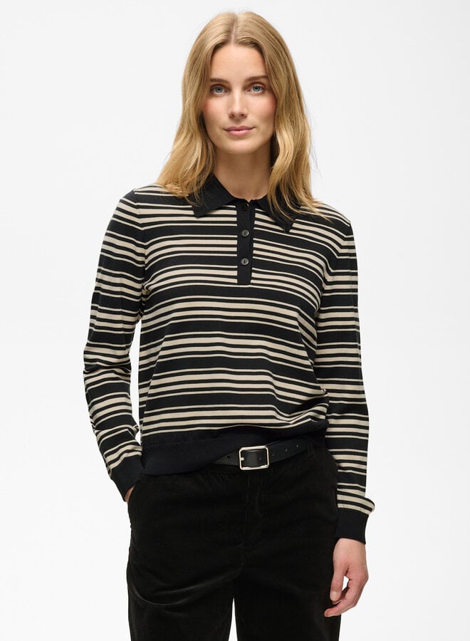 Polo Part Two Channan rayé noir & beige