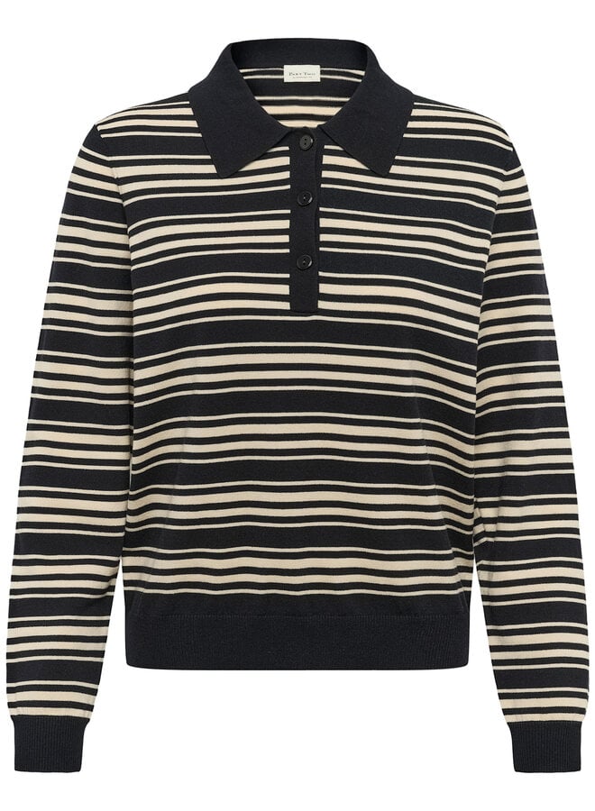 Polo Part Two Channan rayé noir & beige
