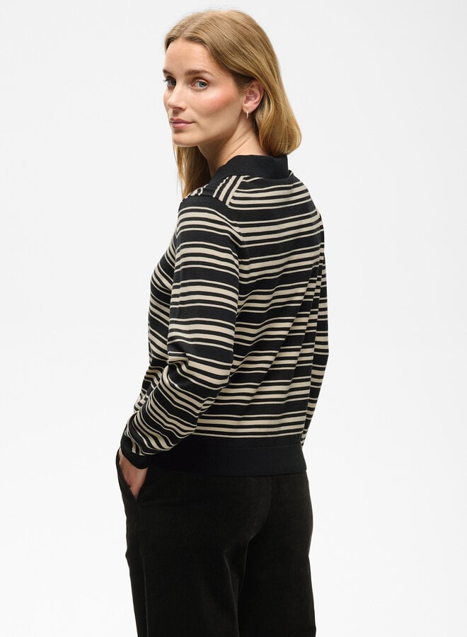 Polo Part Two Channan rayé noir & beige