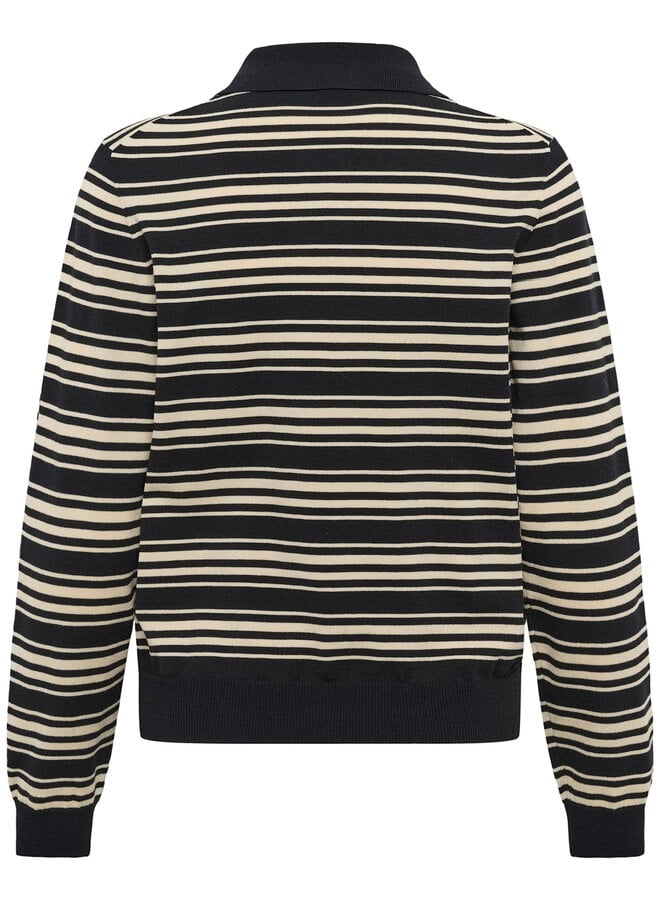 Polo Part Two Channan rayé noir & beige