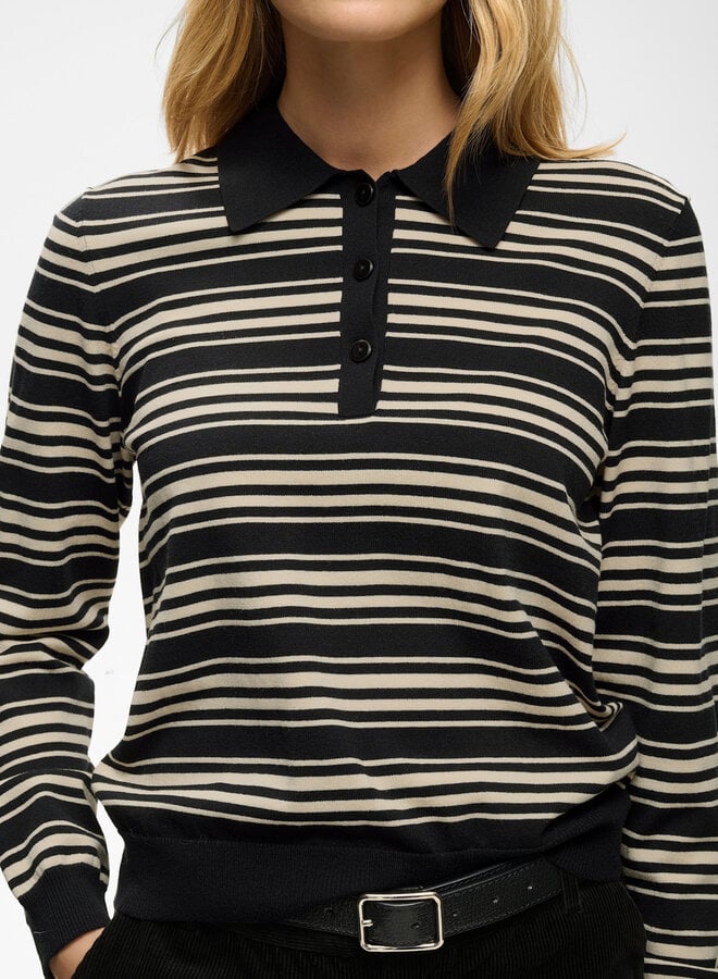 Polo Part Two Channan rayé noir & beige
