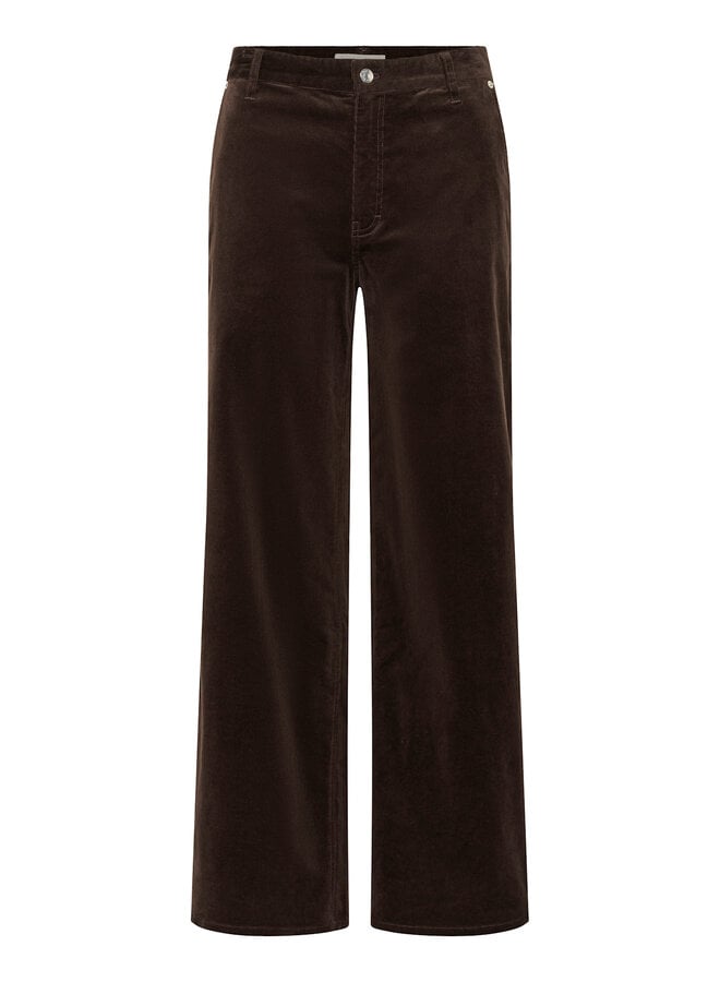Pantalon Part Two Cathrina en velours à fines côtes brun