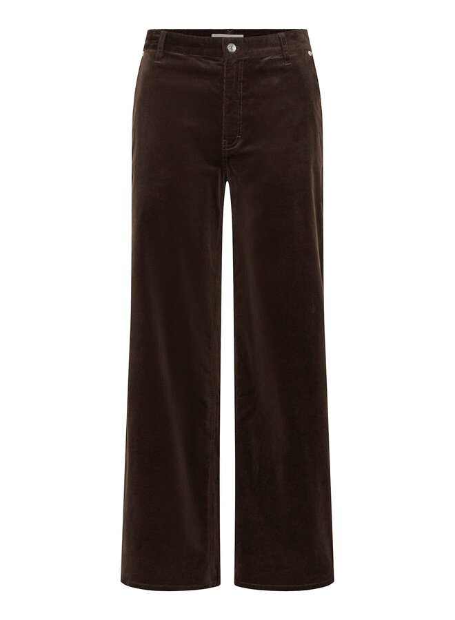 Pantalon Part Two Cathrina en velours à fines côtes brun