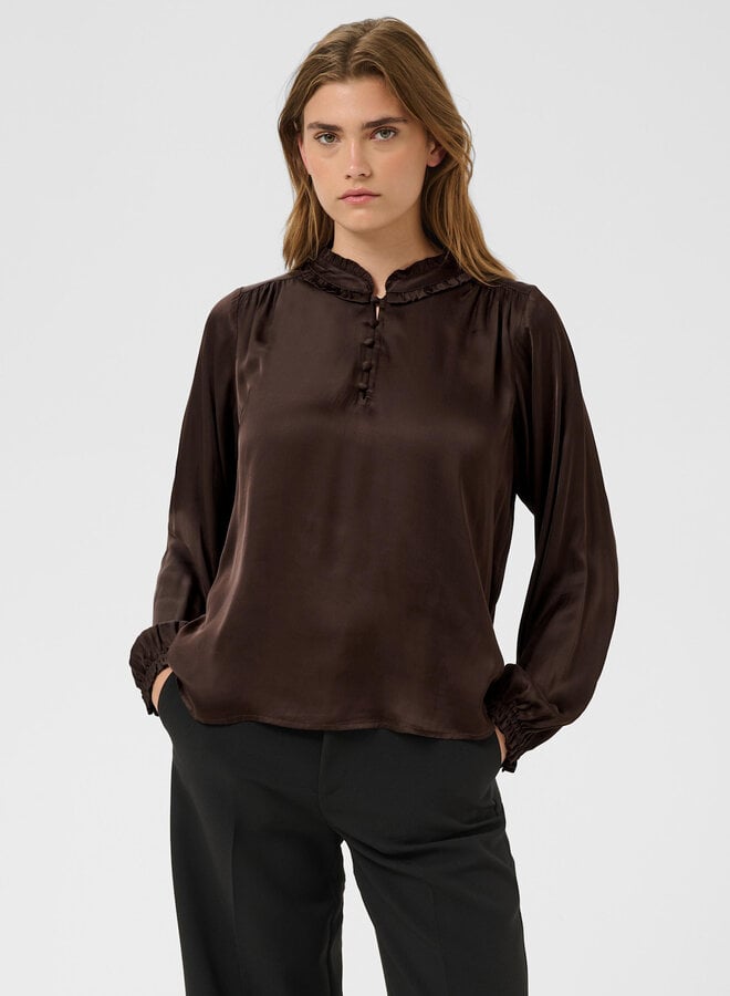 Blouse Part Two Caterina satinée brune