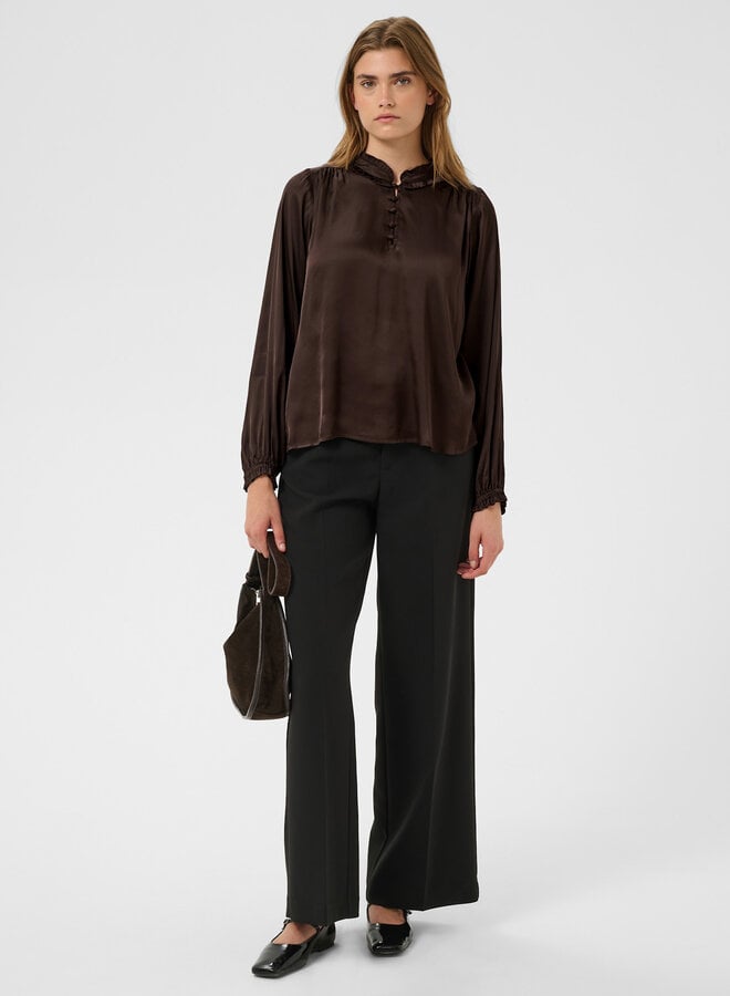Blouse Part Two Caterina satinée brune