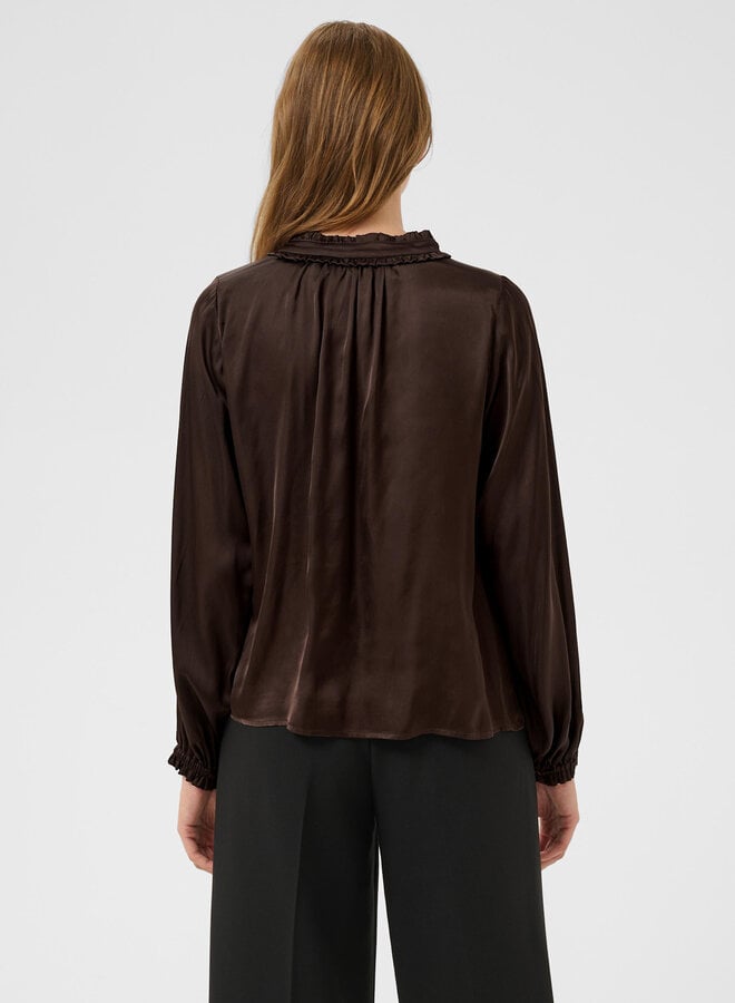 Blouse Part Two Caterina satinée brune