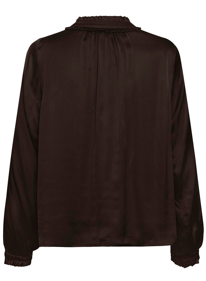 Blouse Part Two Caterina satinée brune