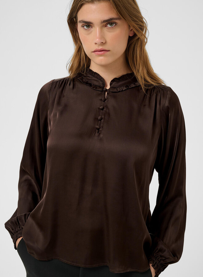 Blouse Part Two Caterina satinée brune