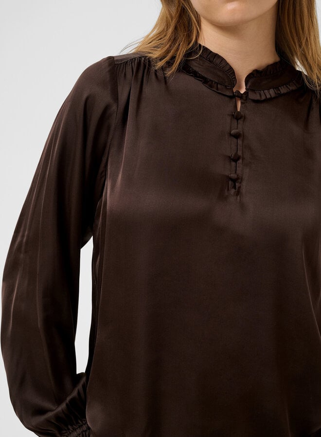 Blouse Part Two Caterina satinée brune