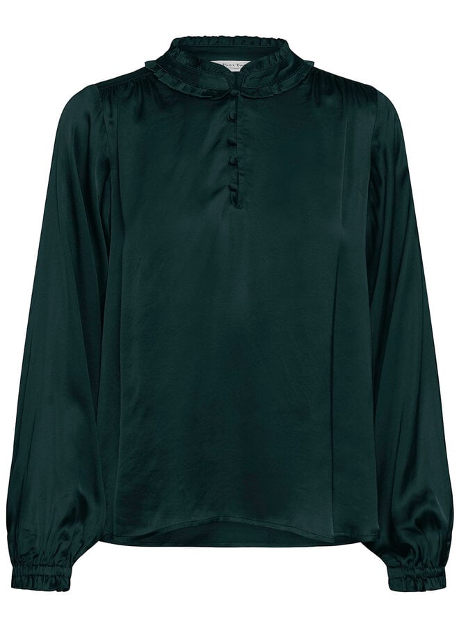 Blouse Part Two Caterina satinée vert pignons verts