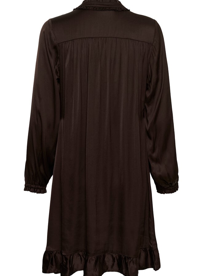Robe Part Two Carouline satinée brune
