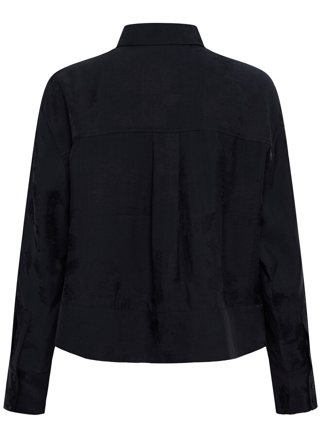 Chemise Part Two Carolla satinée fleurie ton sur ton bleu marine