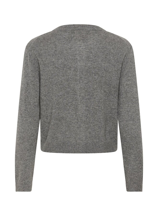 Cardigan Part Two Carimi à col rond boutonné en cachemire gris mélange