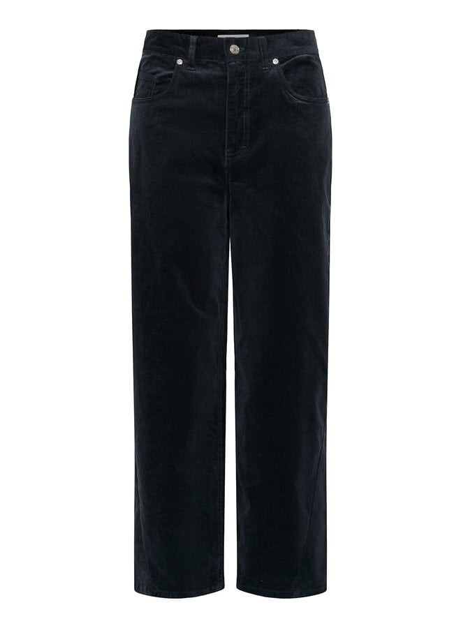 Pantalon Part Two Adelena en velours à fines côtes bleu marine