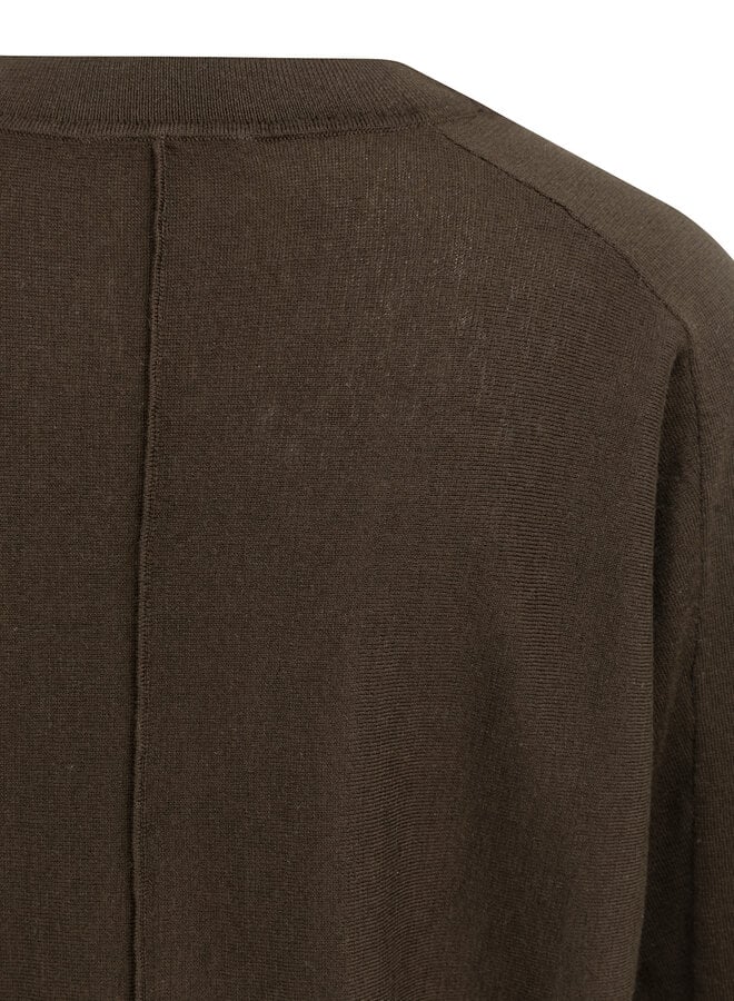 Tricot Yaya à col V & manches 3/4 brun mélange