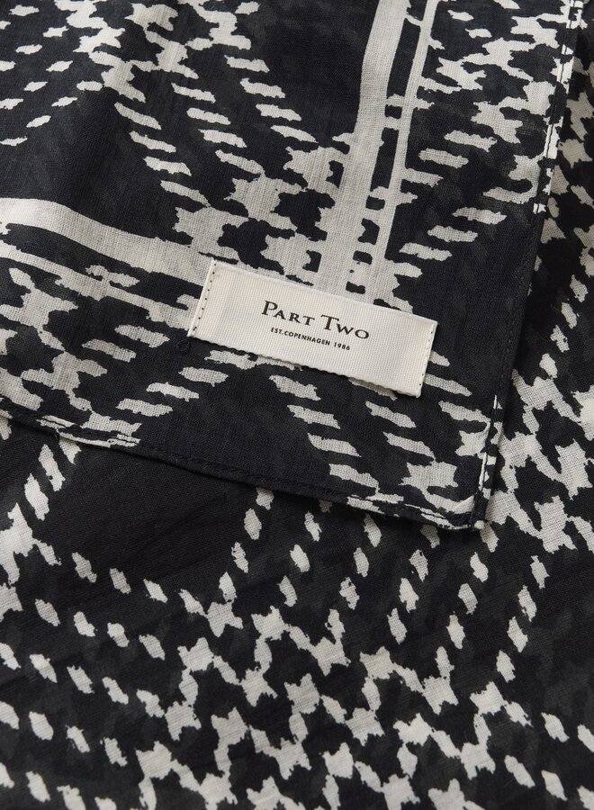 Foulard carré Part Two Phi bleu marine imprimé écru