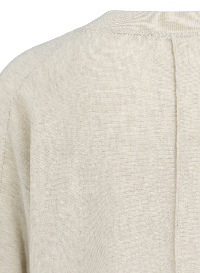 Tricot Yaya à col V & manches 3/4 beige mélange