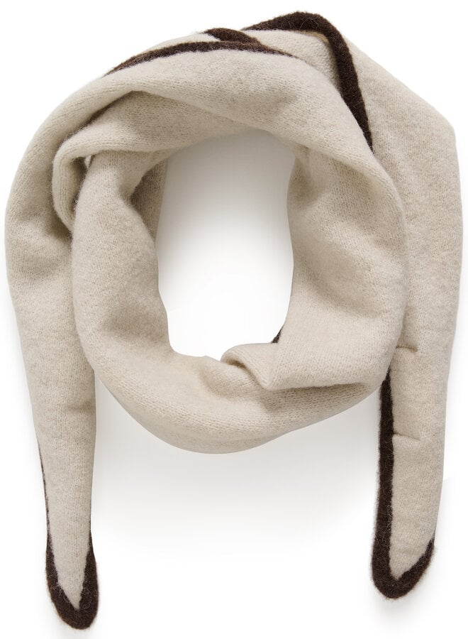 Foulard Part Two Cimya en pointe écru bordé brun