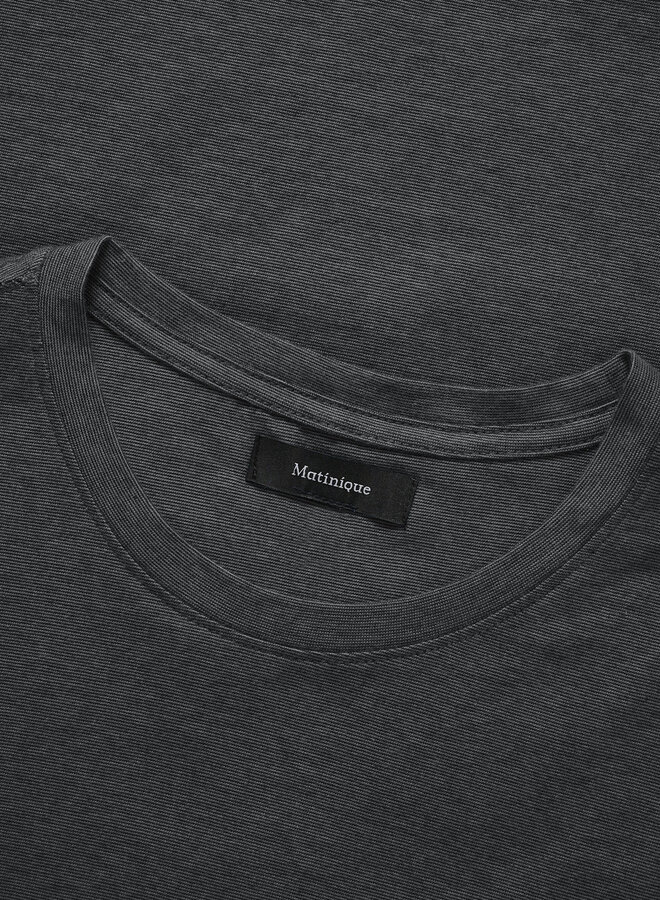 T-shirt Matinique Jermane à fines rayures gris fer & noirs