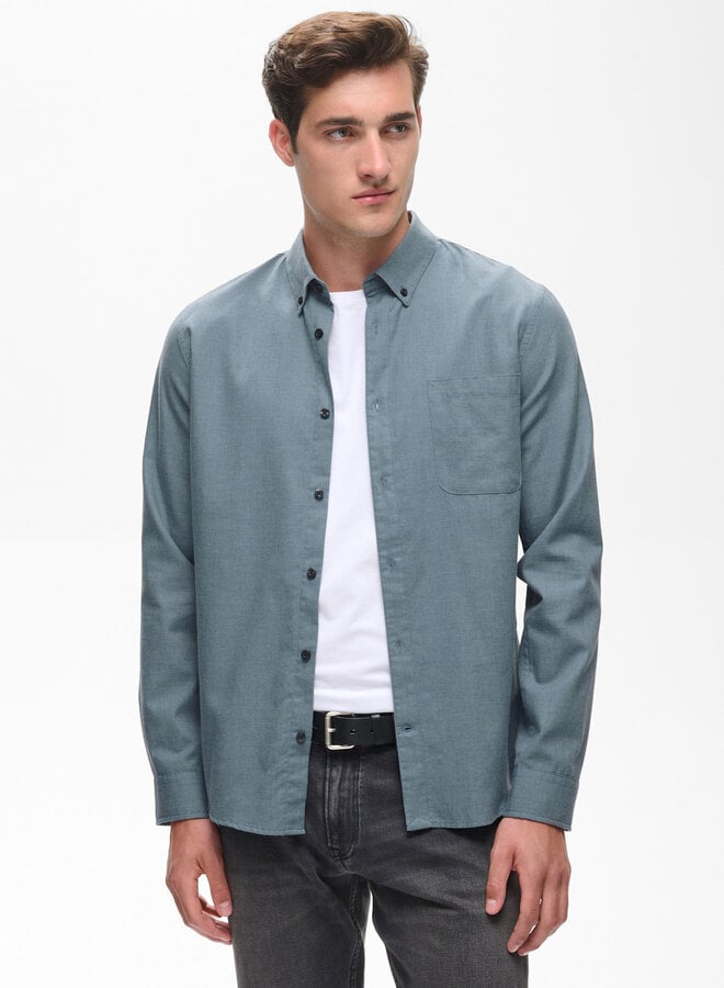 Chemise Matinique Trostol en flanelle mince bleu mirage