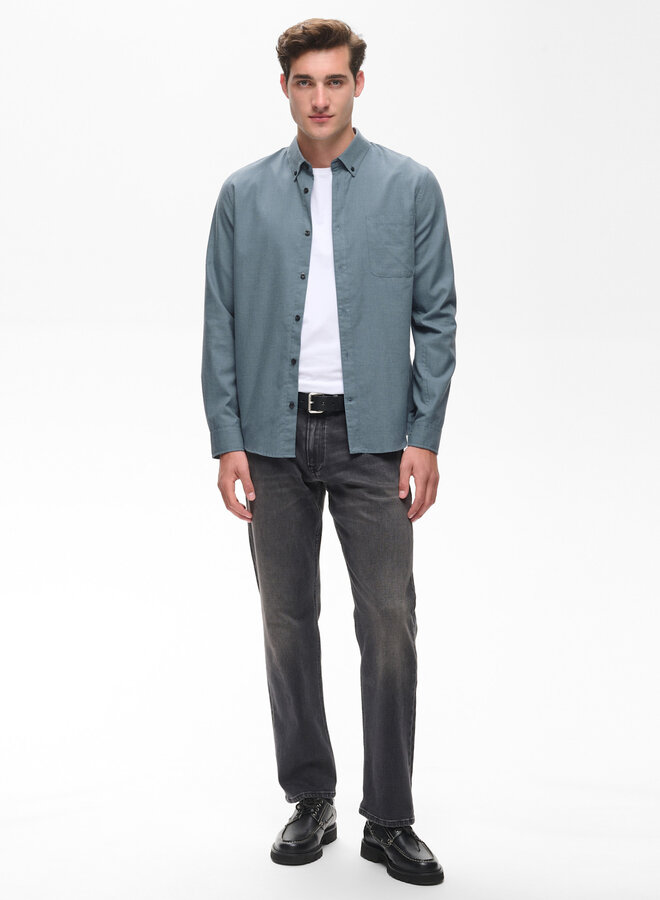 Chemise Matinique Trostol en flanelle mince bleu mirage