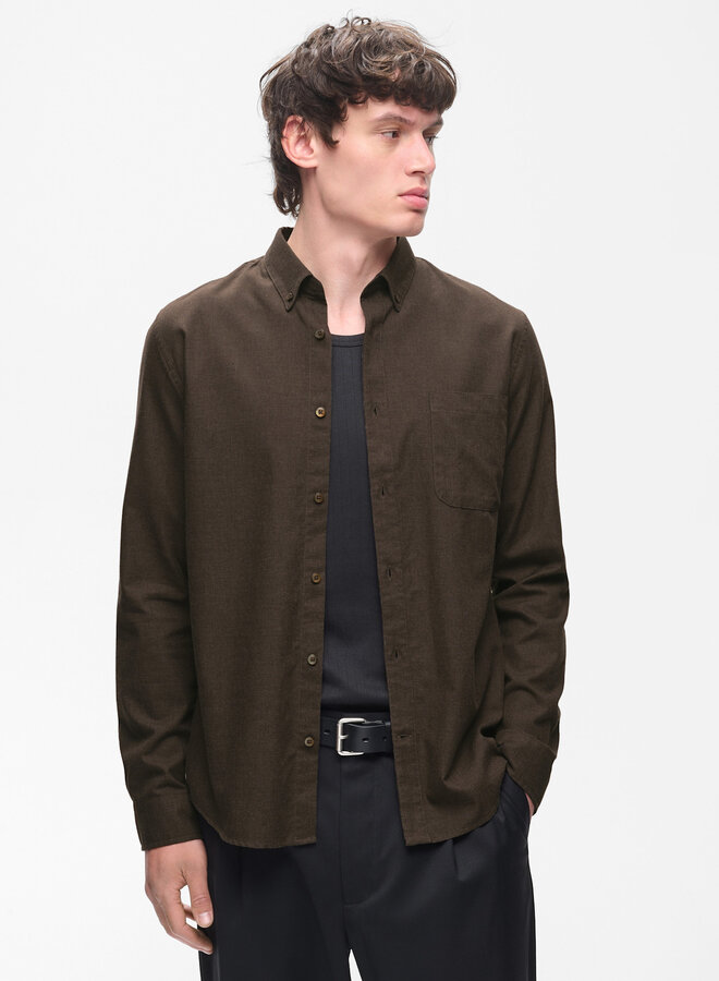 Chemise Matinique Trostol en flanelle mince brun café