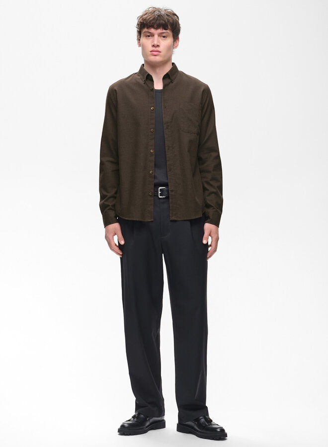 Chemise Matinique Trostol en flanelle mince brun café