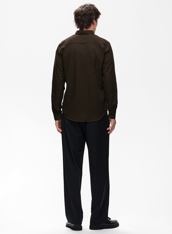 Chemise Matinique Trostol en flanelle mince brun café