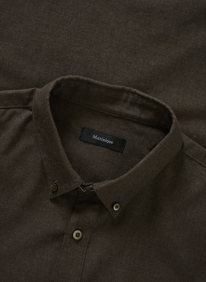 Chemise Matinique Trostol en flanelle mince brun café