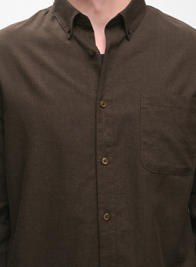 Chemise Matinique Trostol en flanelle mince brun café