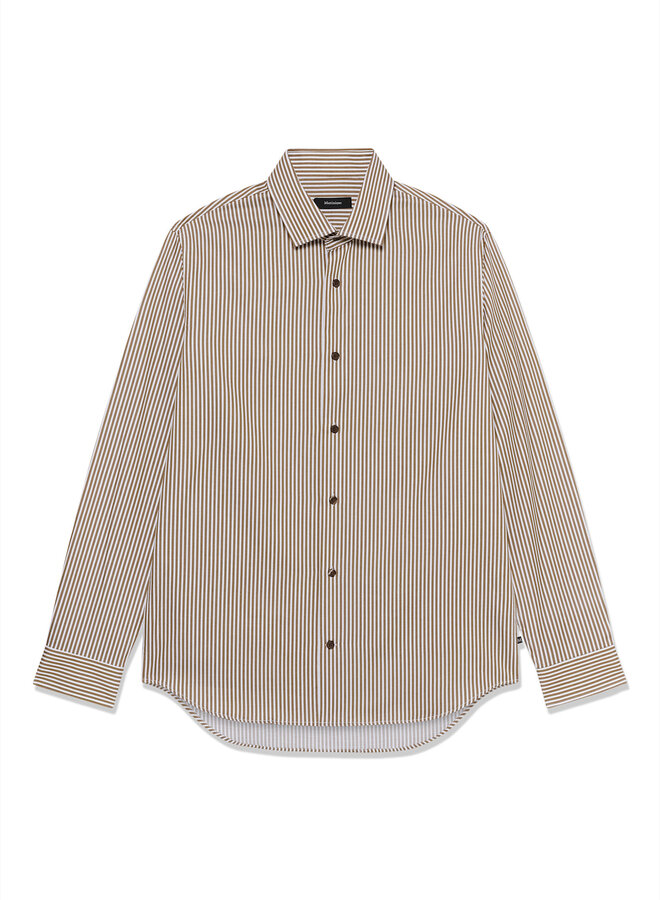 Chemise Matinique Trostol rayée blanche & brun sépia