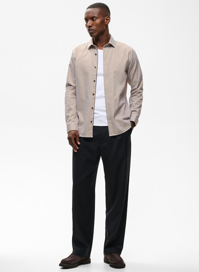 Chemise Matinique Trostol rayée blanche & brun sépia