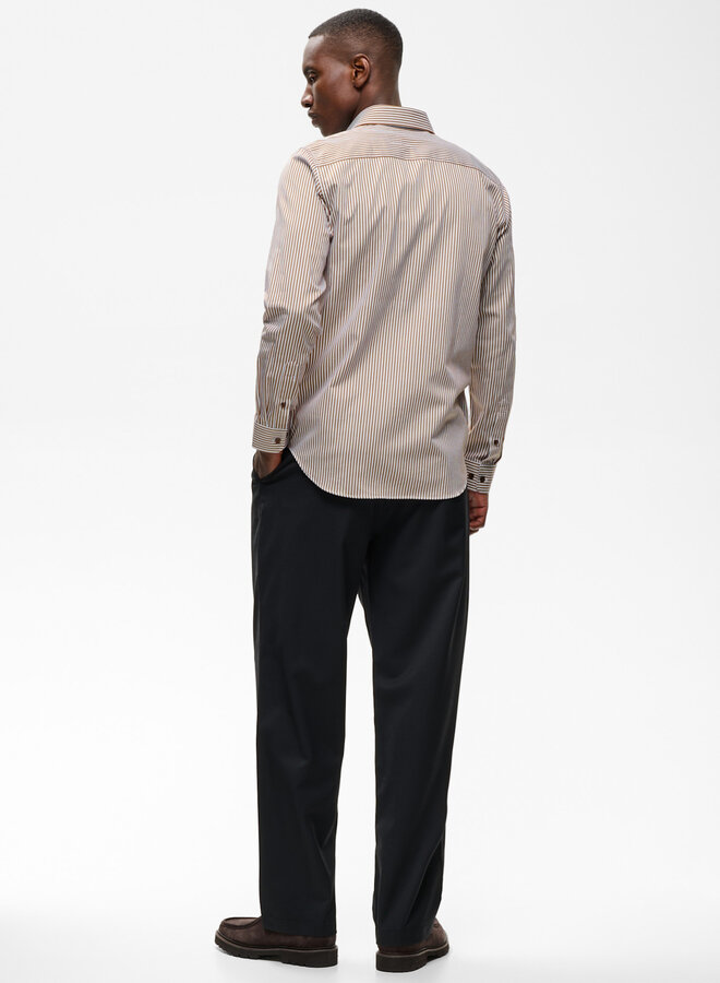 Chemise Matinique Trostol rayée blanche & brun sépia