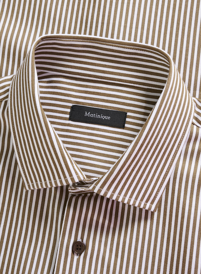 Chemise Matinique Trostol rayée blanche & brun sépia
