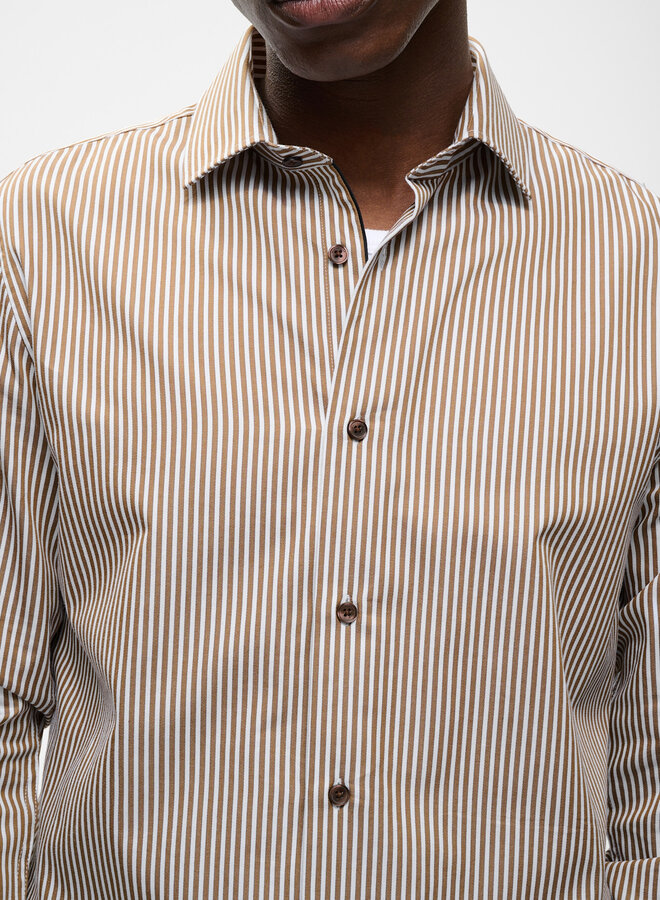Chemise Matinique Trostol rayée blanche & brun sépia