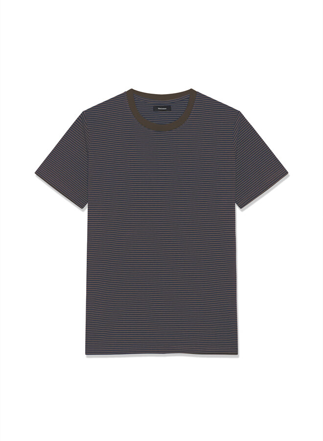 T-shirt Matinique Jermane rayé brun café & bleu marine