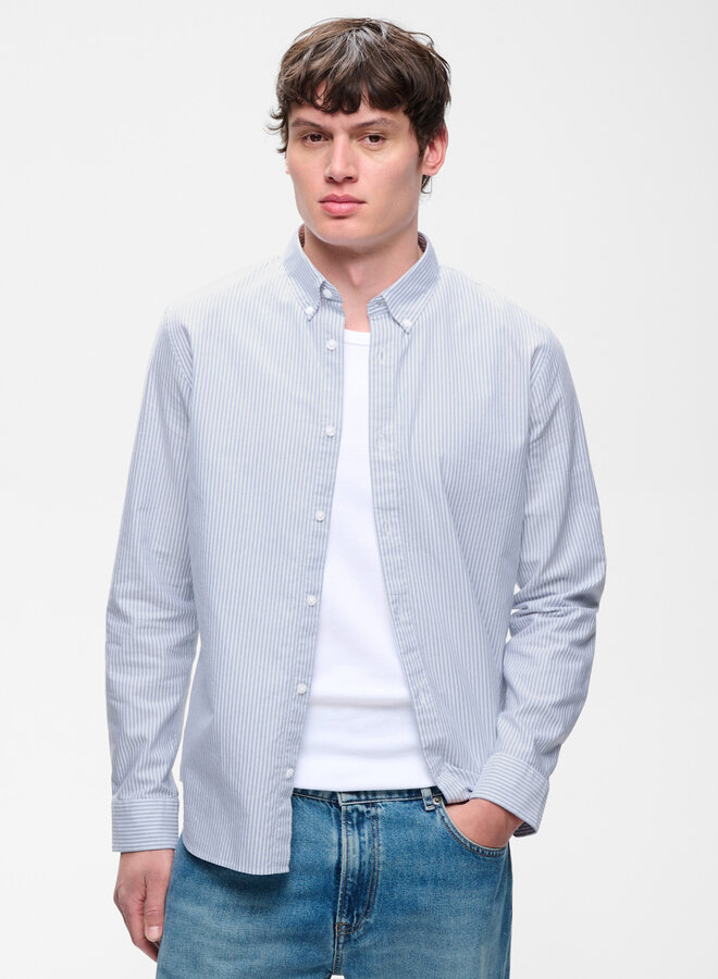 Chemise Matinique Trostol Oxford rayée blanche & bleu mirage