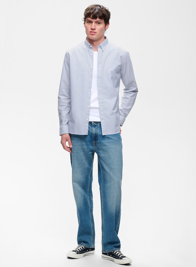Chemise Matinique Trostol Oxford rayée blanche & bleu mirage