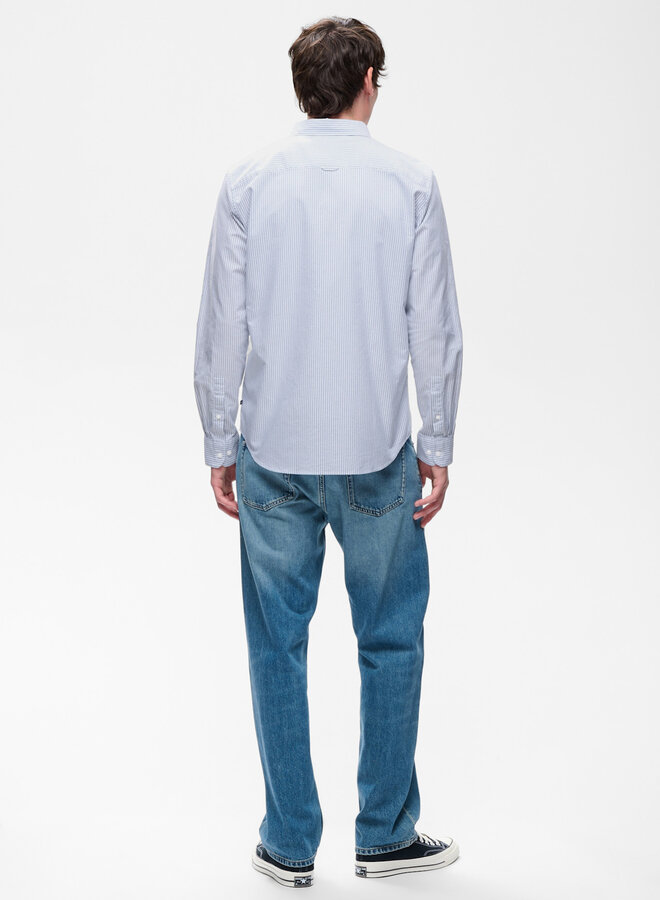 Chemise Matinique Trostol Oxford rayée blanche & bleu mirage