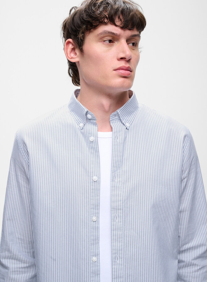 Chemise Matinique Trostol Oxford rayée blanche & bleu mirage