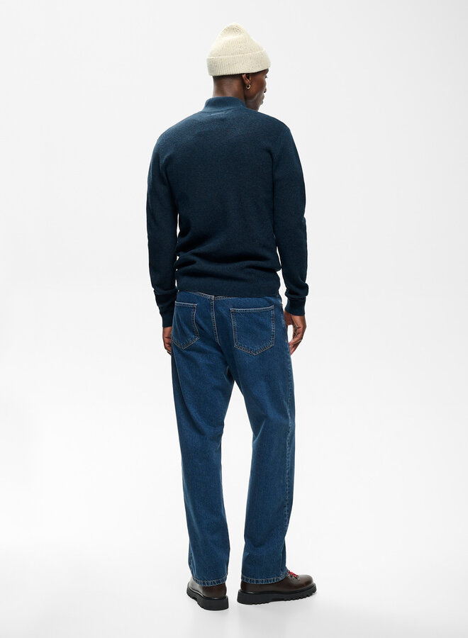 Tricot Matinique Lagoon à col montant à zip gaufré bleu denim mélange