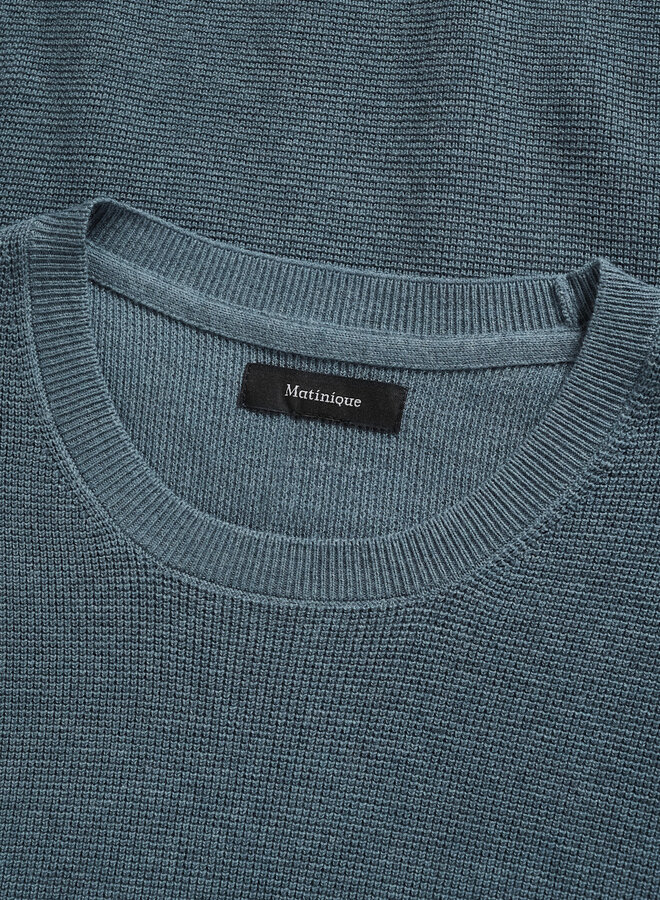 Tricot Matinique Lagoon à col rond gaufré bleu mirage mélange