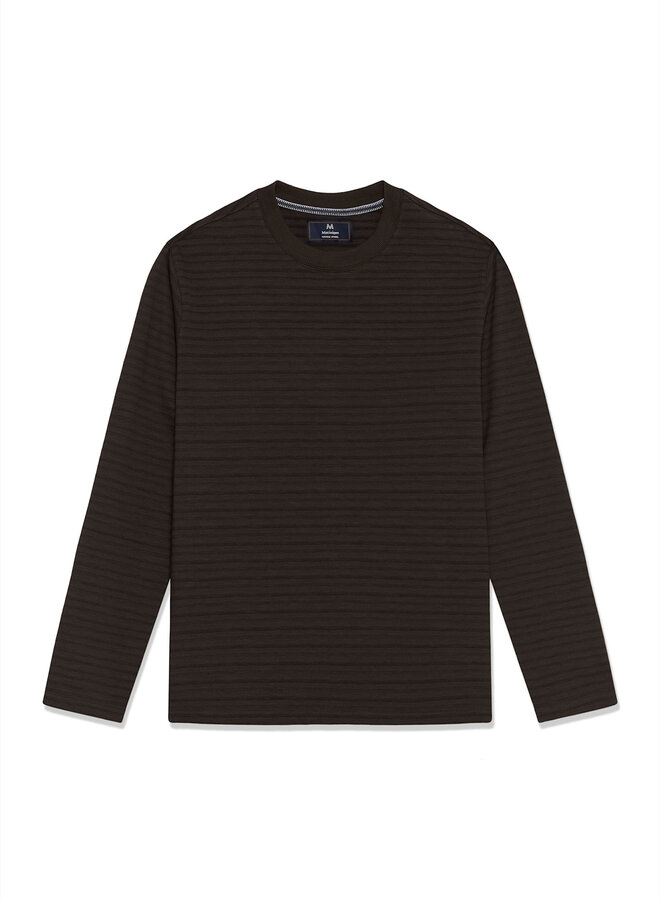 Chandail Matinique Kai Heritage brun café rayé bleu marine