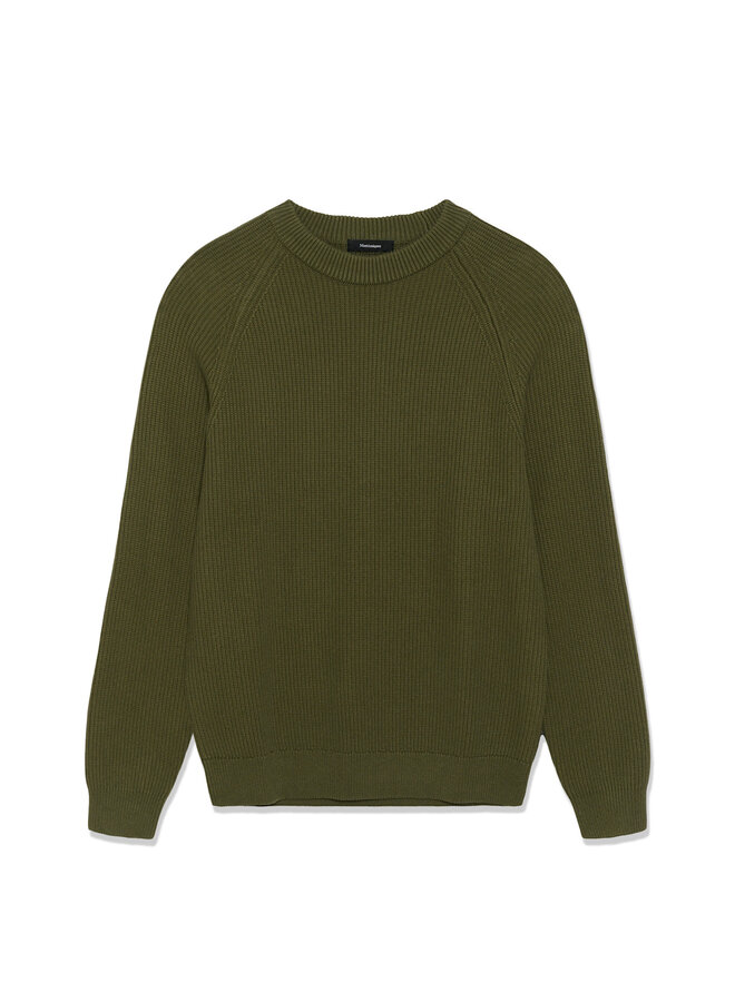 Tricot Matinique Hellson à col rond côtelé vert olive