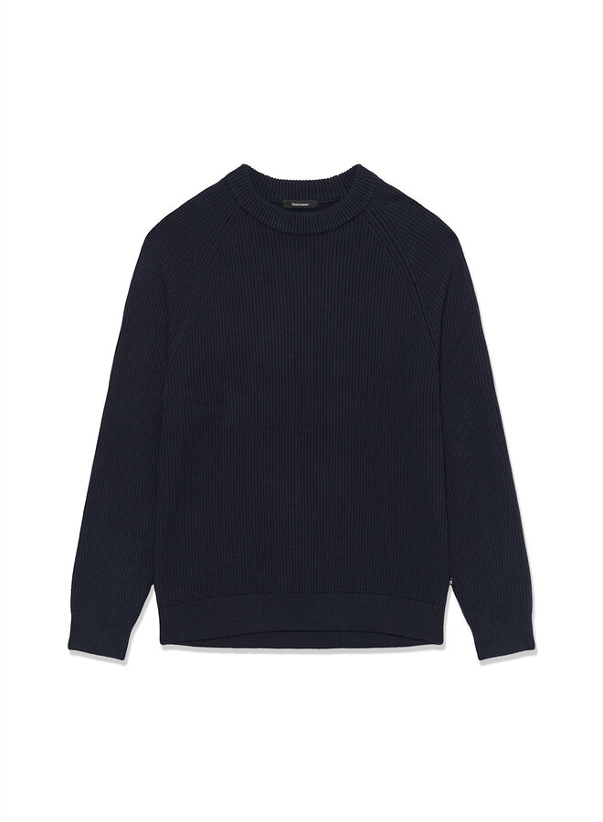 Tricot Matinique Hellson à col rond côtelé bleu marine