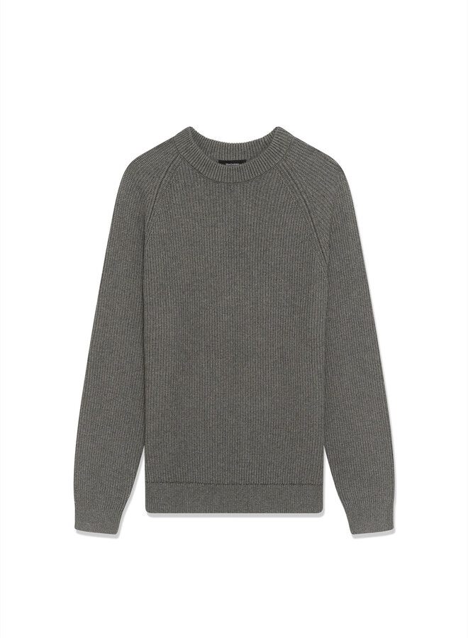 Tricot Matinique Hellson à col rond côtelé gris