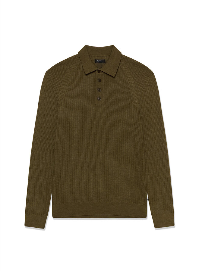 Tricot Matinique Kerone à col polo en laine brun sépia mélange