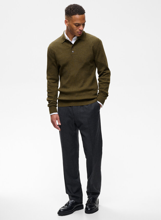 Tricot Matinique Kerone à col polo en laine brun sépia mélange